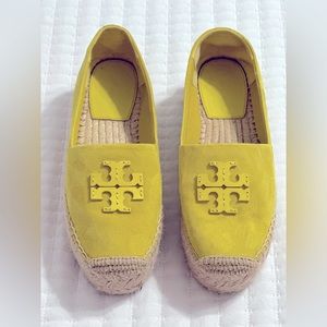 Tory Burch Suede Mustard Espadrilles